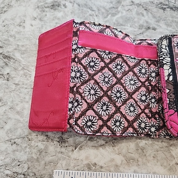 Vera Bradley Euro Wallet MOCHA ROUGE 10874-110 Retired Pattern brown pink - Picture 5 of 6